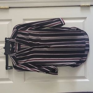 IZ BYER Shirt Womens Small Black Striped Henley Pullover Blouse